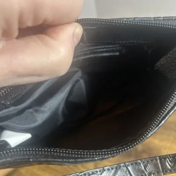 Charter Club Faux Leather Black Embossed Small Shoulder Bag 7.5x5in Chic - Picture 9 of 13